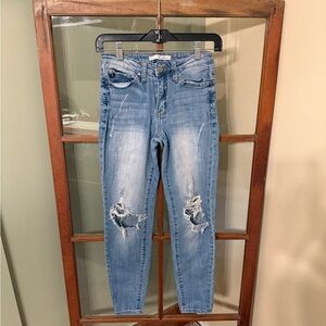 KanCan Blue Skinny Jeans with Distressed Look